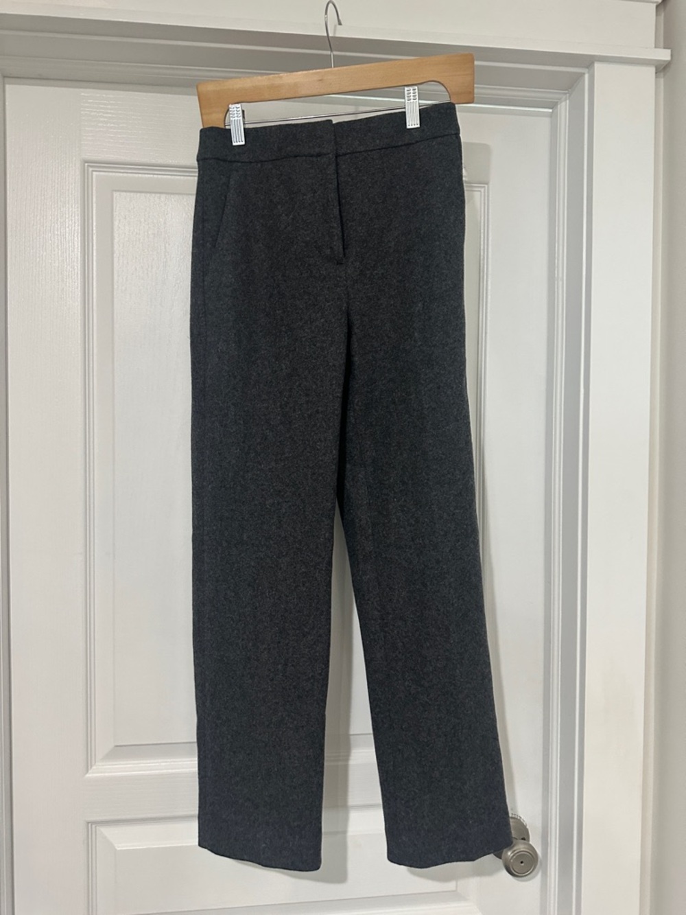J. Crew Straight Leg Wool Blend Pants in Charcoal Gray